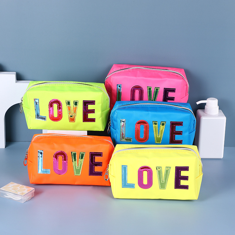 2023 New Korean Style PVC Cosmetic Bag Candy Color Love Wash Bag Large Capacity Portable Storage Bag