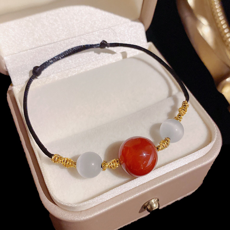 Jequirity Bean Popular Red Agate Bracelet Necklace Girlfriends Couple Token Gift Fashion