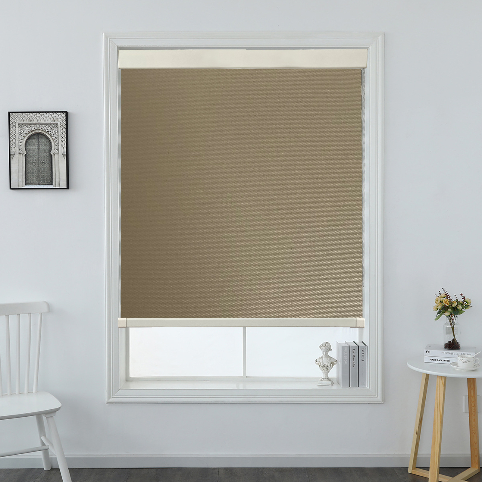 3903窗帘卷帘免打孔安装遮光遮阳隔热防晒升降厨房办公室卷拉式帘