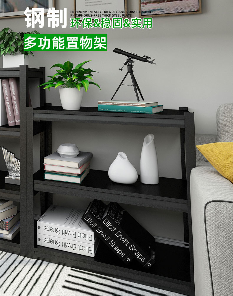 三层黑色厨房置物架落地式多层微波炉烤箱收纳架子家用储物货架子