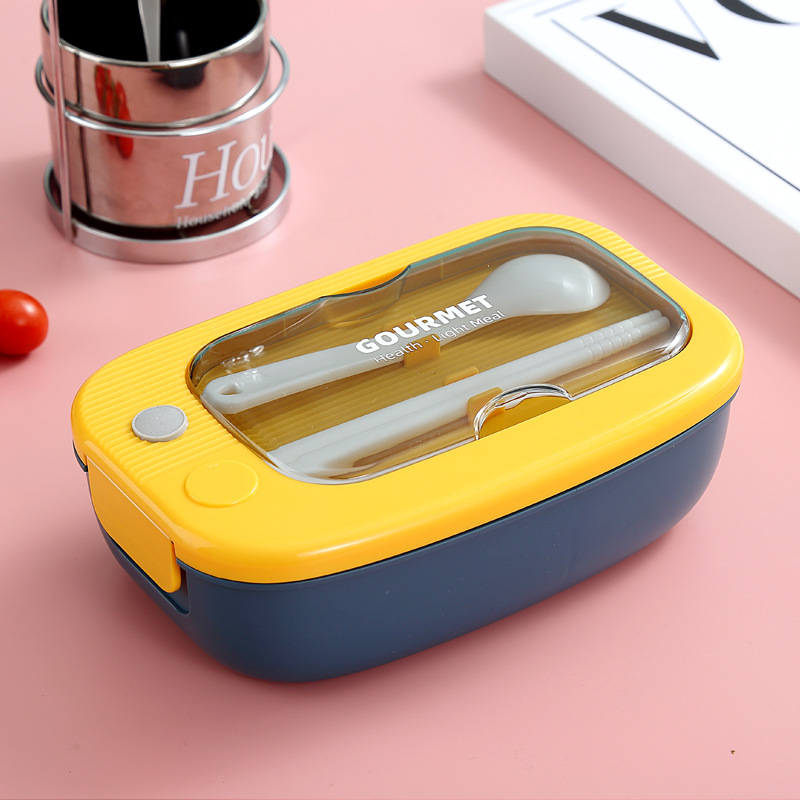 Divided Lunch Box Portable Student Lunch Box Lunch Box Microwaveable Work Single-Layer Sealed Lunch Box Japanese Simple