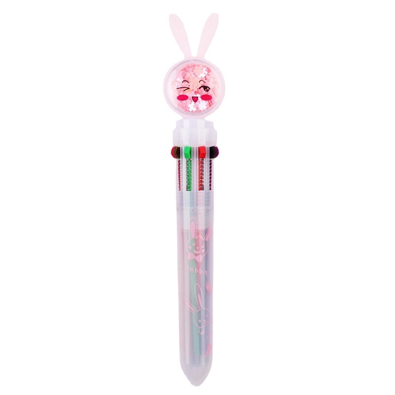 Ins Style Multifunctional Sequin Butterfly Ten Colors Retractable Ballpoint Pen Transparent Color Student Journal Pen Wholesale Stationery