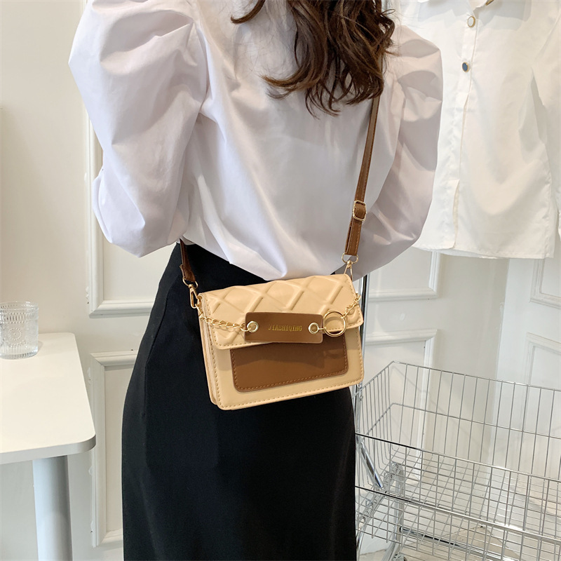 INS Style Western Style Contrast Color Small Square Bag Classic All-Match Shoulder Bag Western Style Messenger Bag 2022 New Small Chanel-Style Bag