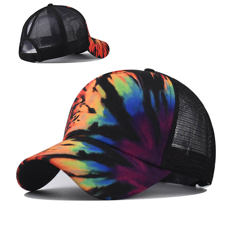 cross-border printed back opening ponytail hat european and american ladies ponytail baseball cap colorful ponytail baseball cap