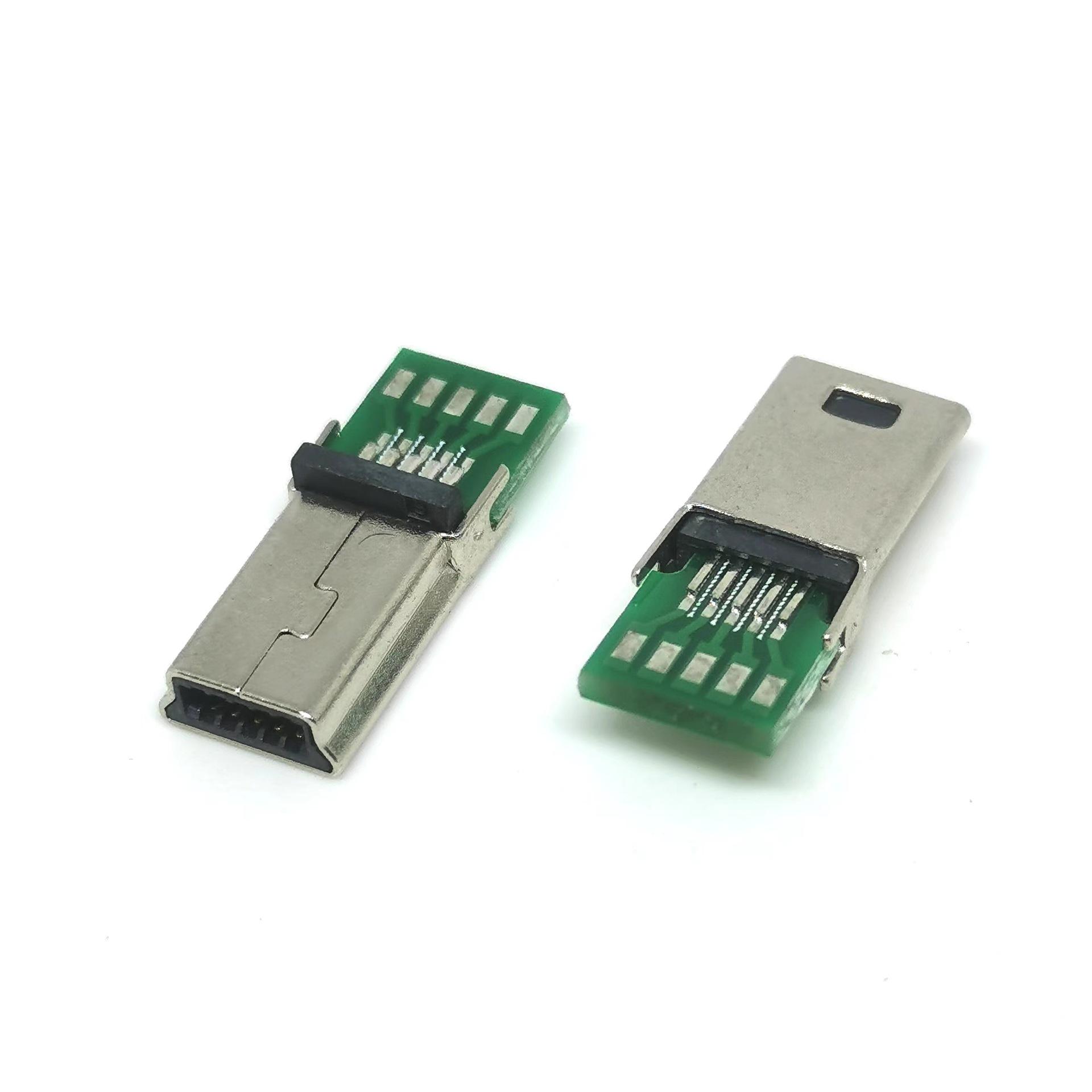 飞利浦/mini usb 10pin焊线公头/带pcb板/迷你10pin连接器/带板