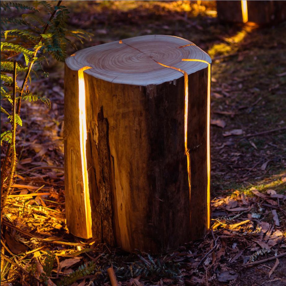 led木桩灯整体发光木头灯树桩灯仿真树根别墅户外园林镂空木裂灯