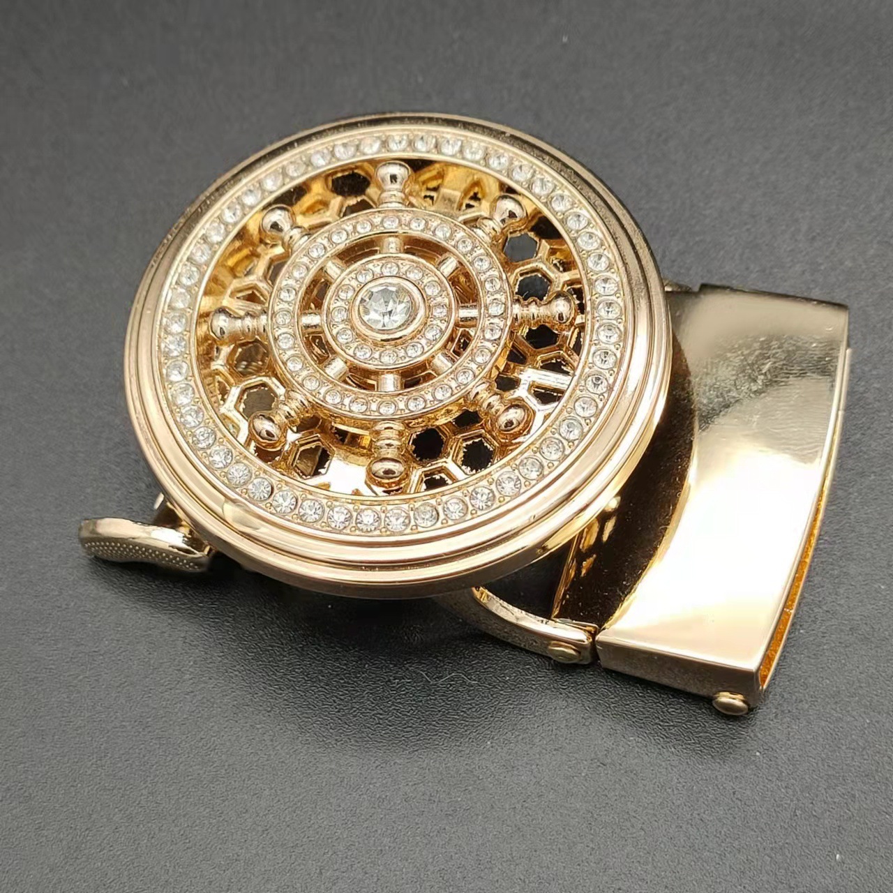 男士自动皮带扣圆形镶钻时来运转皮带扣锌合金皮带腰带扣