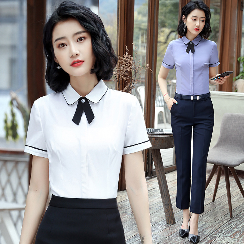 职业套装女夏名媛气质雪纺衬衫珠宝店4s店酒店移动前台接待工作服