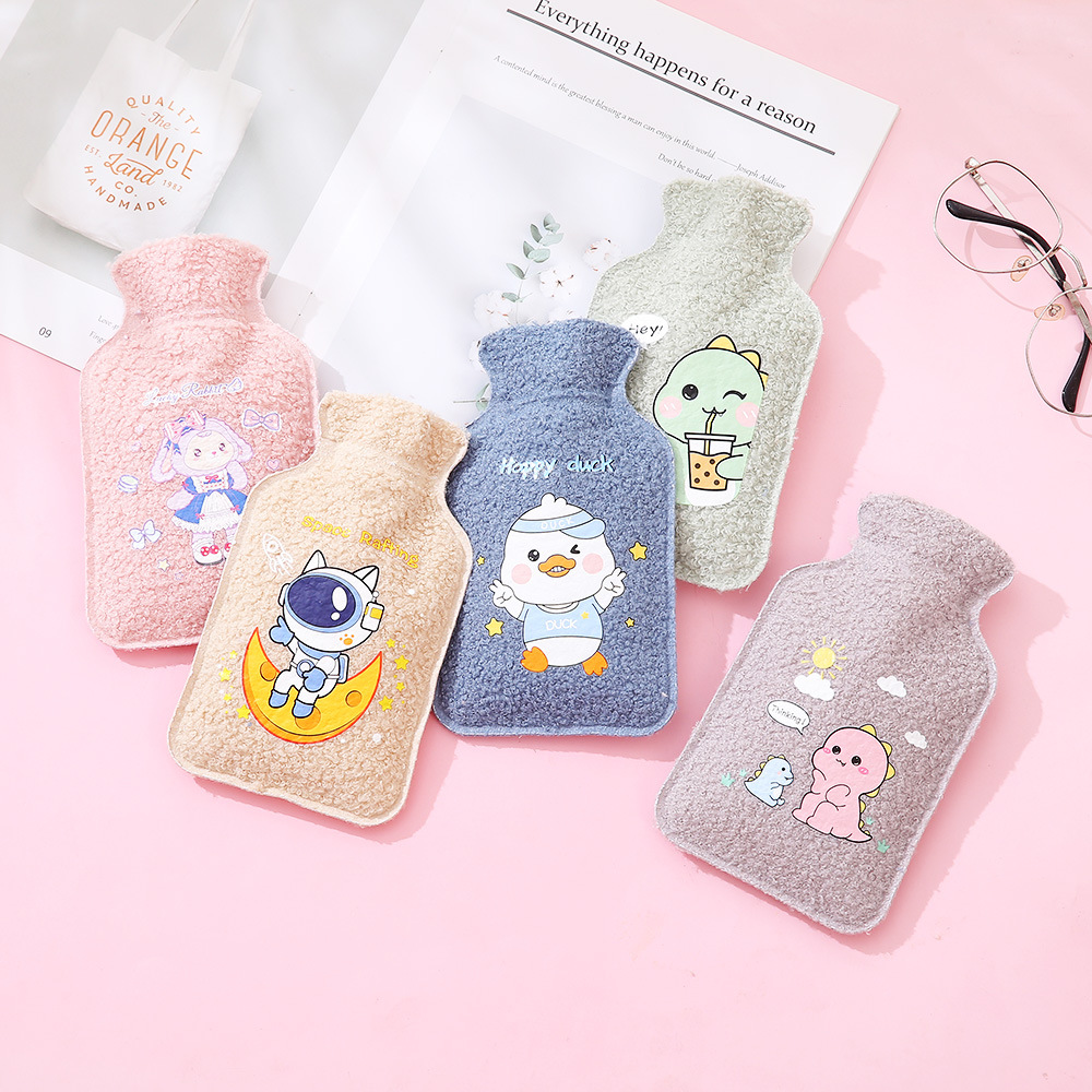 注水毛绒热水袋pvc防爆充水暖手袋秋冬季女姨妈暖肚子卡通热水袋