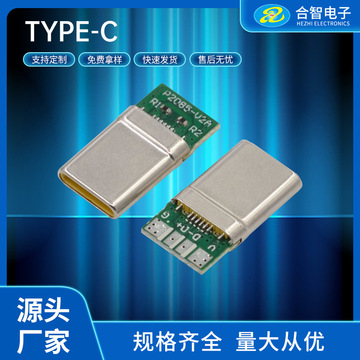 type-c 16p带板公头四芯充电数据双电阻usb 3.1带板公头四芯黄胶