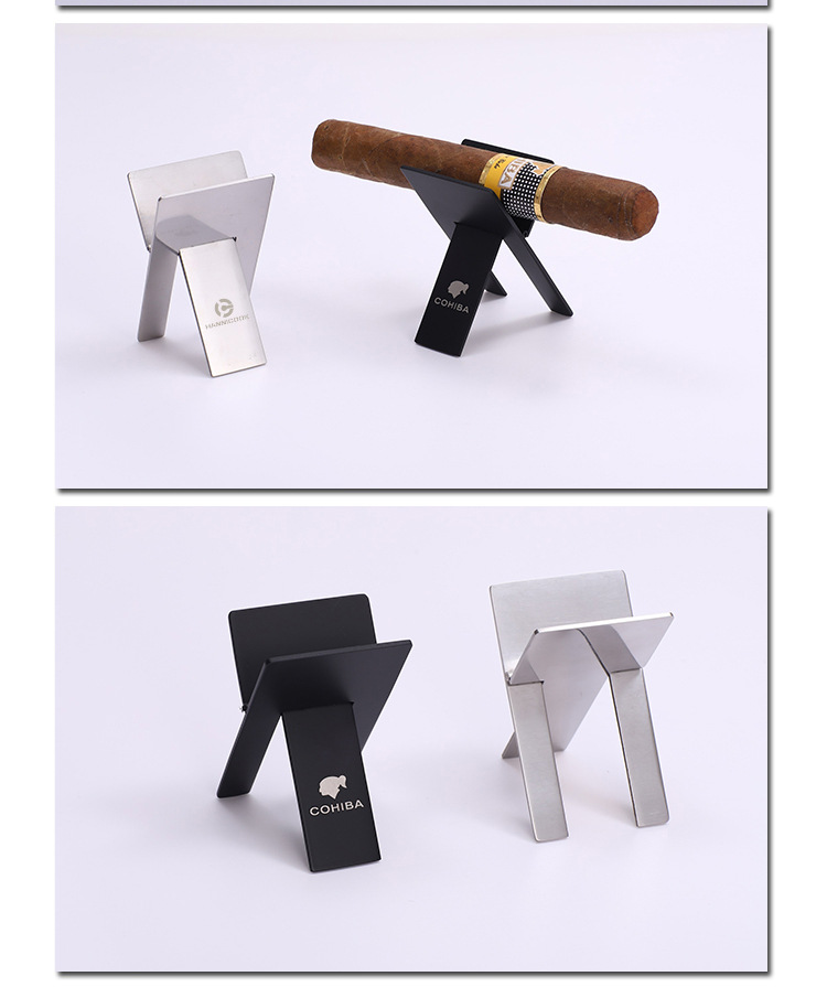 hannicook雪茄烟托支架 创意金属便携单支迷你雪茄烟托可折叠支架