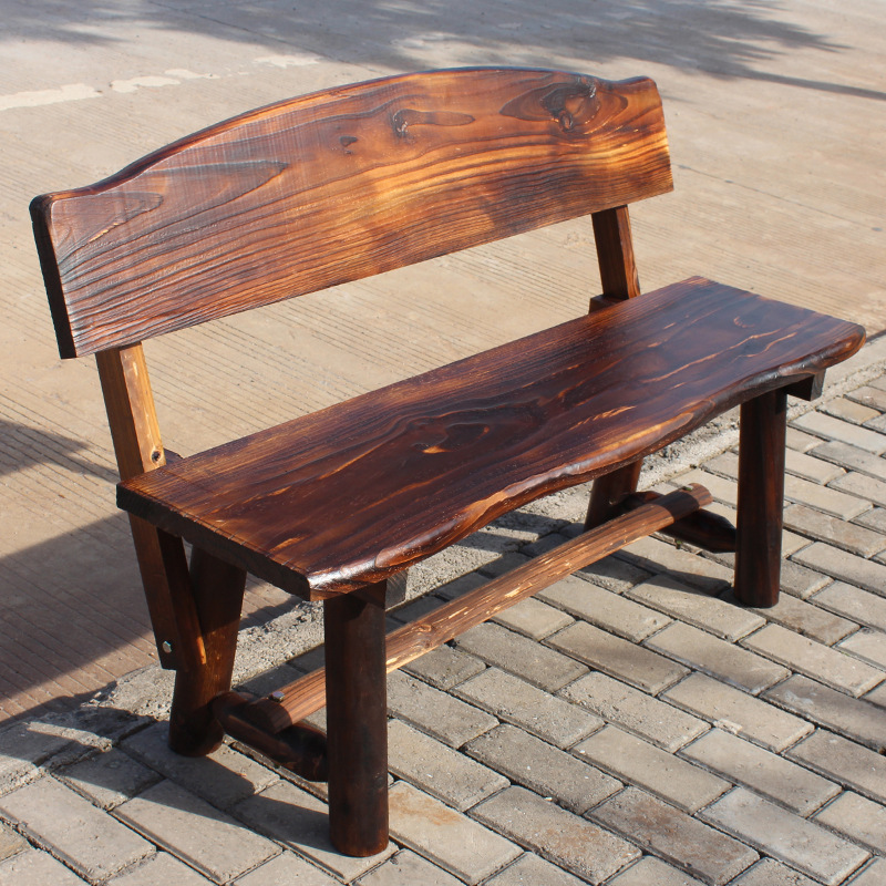 户外公园椅子防腐木长椅凳子室外露天庭院靠背休闲长条木椅园林椅