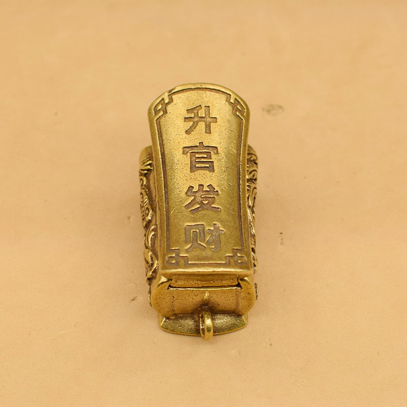 黄铜龙凤棺材创意钥匙扣挂件工艺品雕刻升官发财手把件可开盖批发