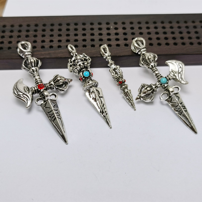 diy手工饰品散珠配件批发 藏银合金 西藏文化降魔金钢杵-阿里巴巴