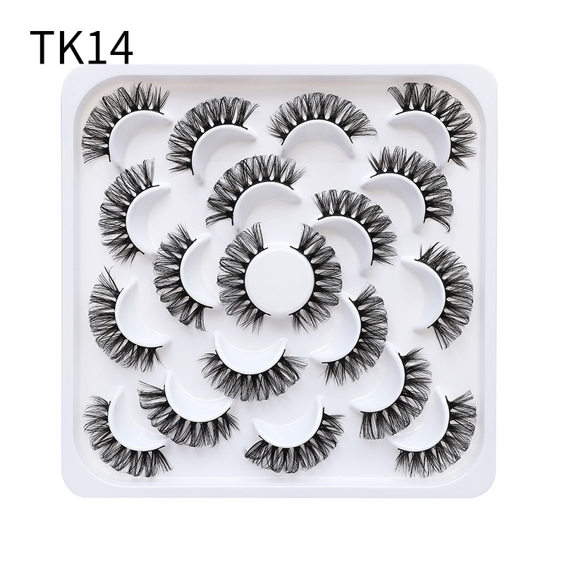 Dingsen False Eyelashes Factory Stable Supply 10 Pairs Pack Flower Disk DD Curling False Eyelashes Natural Makeup Daily Makeup