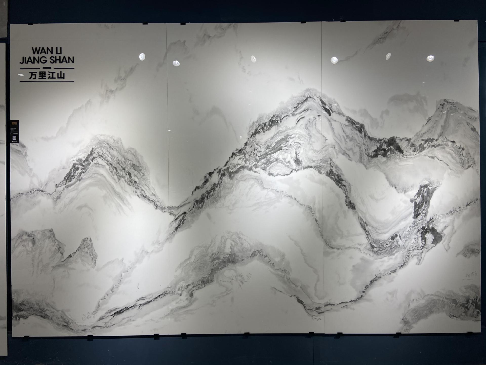 现代简约悬空大理石岩板背景墙 瓷砖陶瓷大板客厅岩板电视背景墙