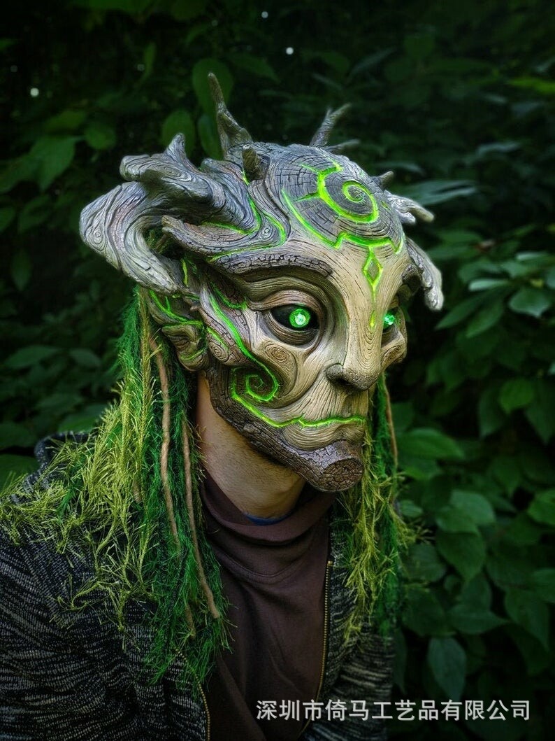 跨境green man绿人森林精灵面具万圣节cos新品化妆舞会排队道具