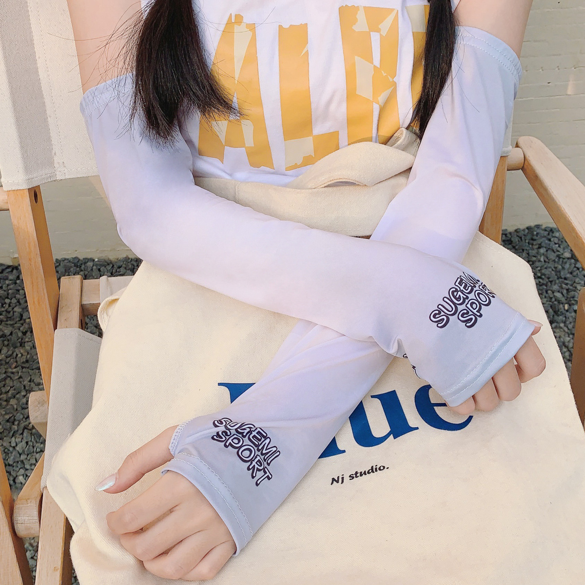 Summer New Gradient Color Sun Protection Ice Sleeve Korean Style Fashion Letters UV Protection Oversleeve Outdoor Viscose Fiber Oversleeve