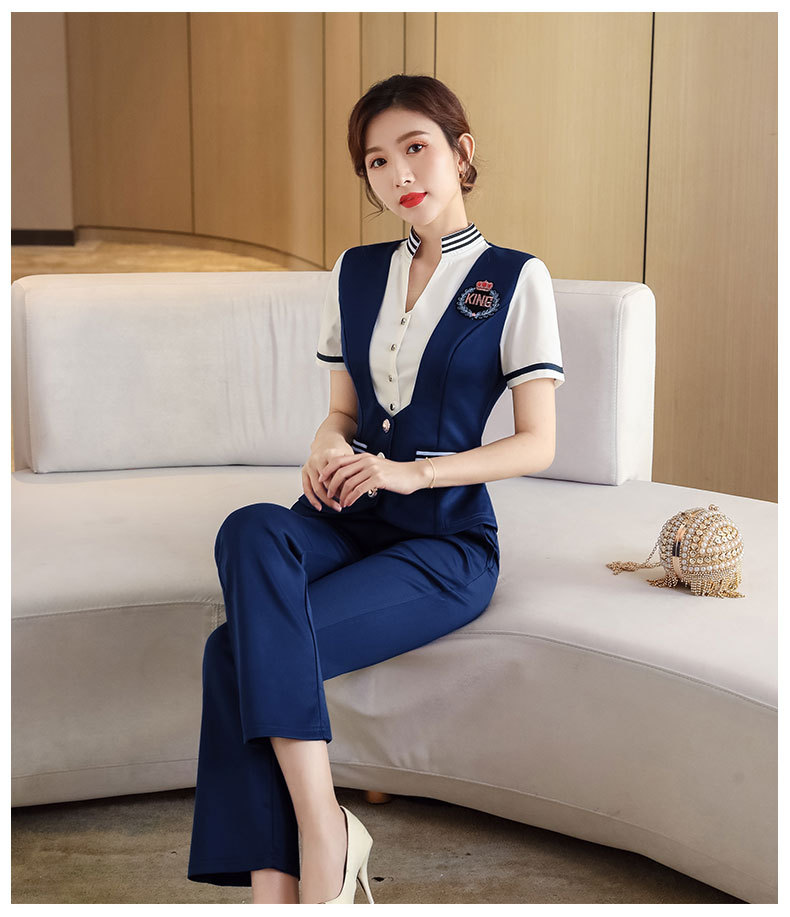 足浴工作服桑拿技师服女装性感显瘦夜场足疗职业套装8066短袖长裤