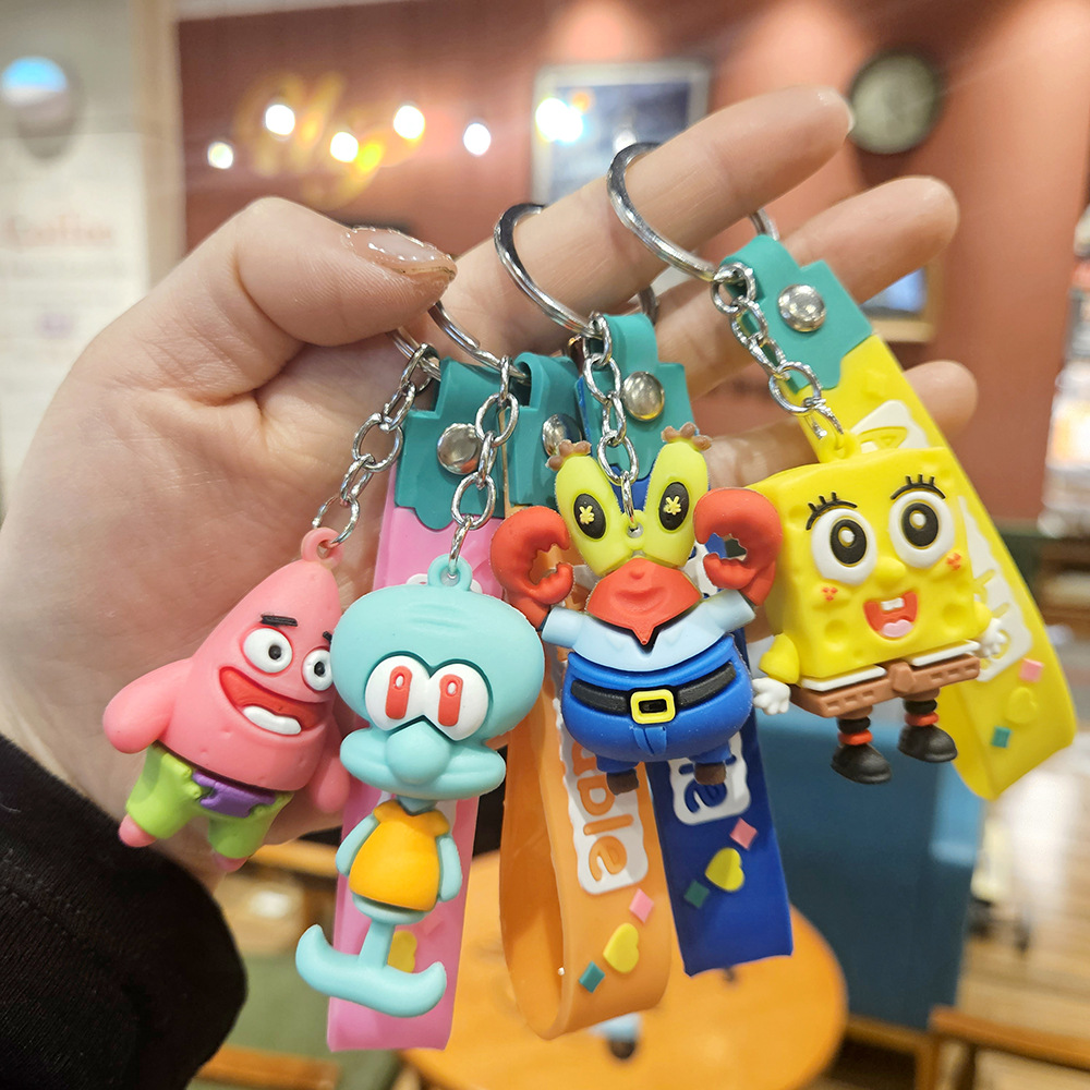 spongebob creative silicone accessories gift pendant key chain ornaments cartoon doll gift keychain