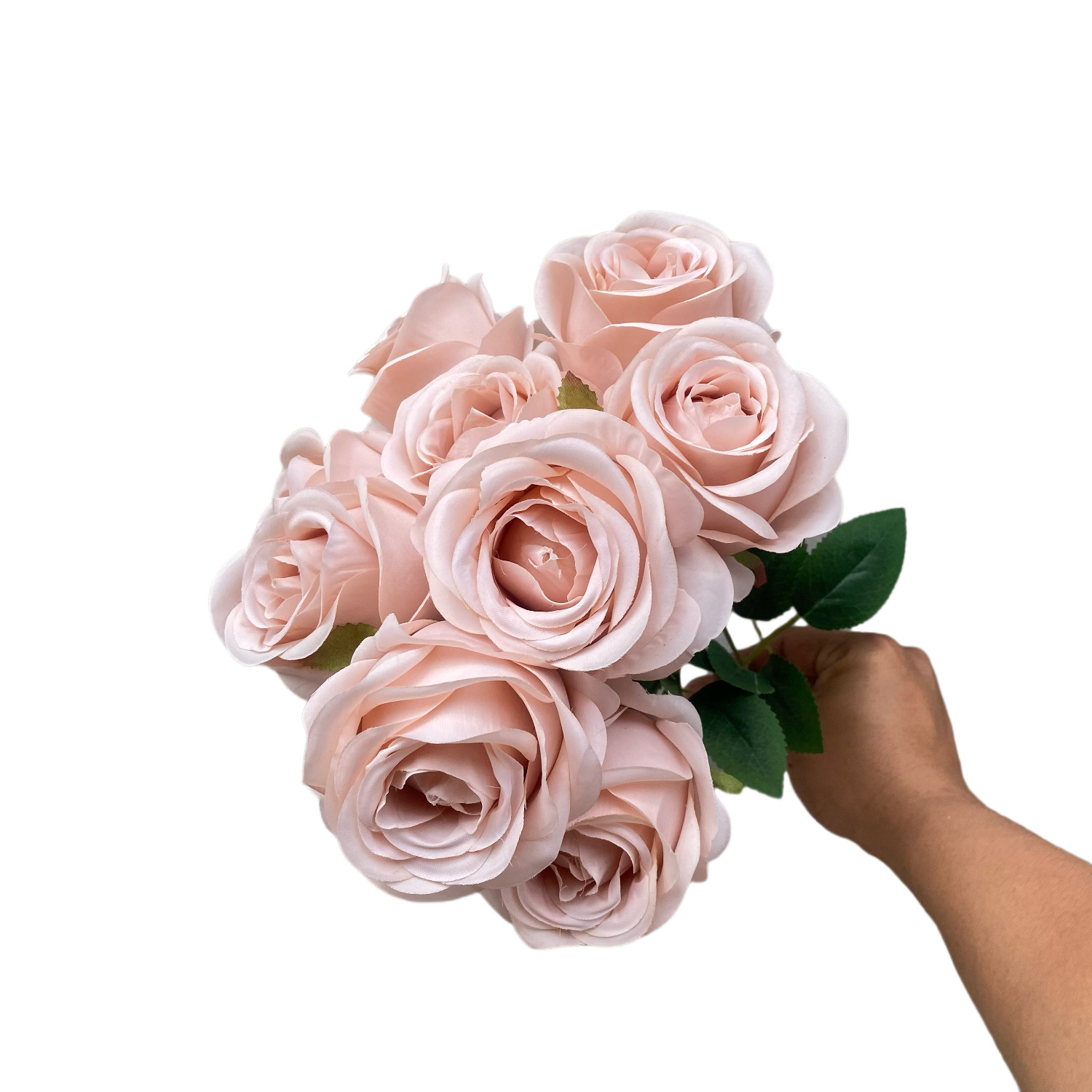 9 Big Bulgarian Rose Bunches Emulational Rose Flower Home Wedding Decoration Hand Bouquet Wholesale Cross-Border