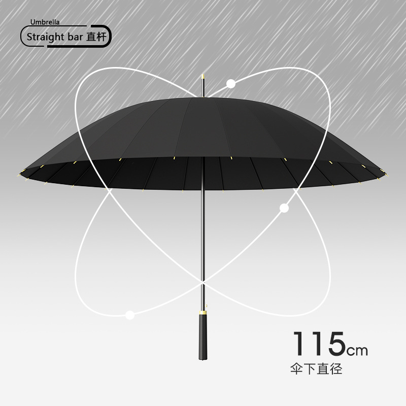 24 Framework Umbrella Self-Opening Umbrella Large Large Factory Large Wholesale Straight Rod Long Handle Umbrella Rain and Rain Dual-Use Printed Logo