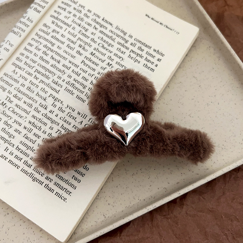 Autumn and Winter New Furry Grip Shark Clip XINGX Plush Large Hair Clip Back Head Hair Clip Coffee Color Hair Jaw Clip Grip