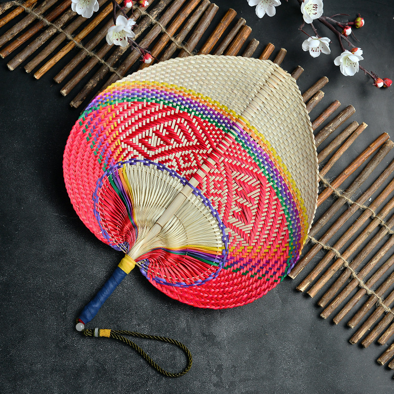 纯手工桃形竹编扇子夏季扇老式纳凉蒲扇女夏创意手摇风男儿童居家