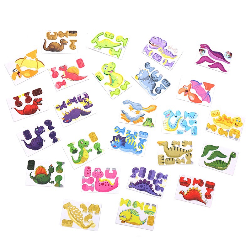 Children's Paper Dinosaur Three-Dimensional Small Puzzle Cute Cartoon Dinosaur Modeling Three-Dimensional Small Puzzle Toy Accessories Gift