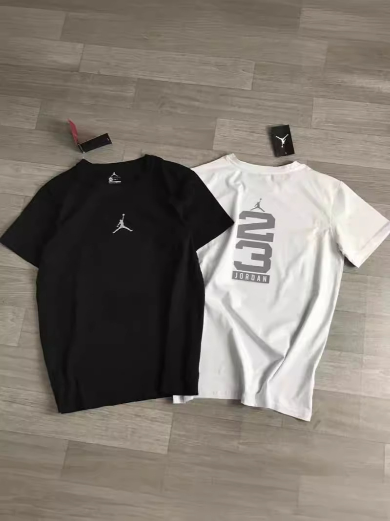 aj乔丹飞人2024夏季新款280克双砂时尚港风圆领印花休闲短袖t恤衫