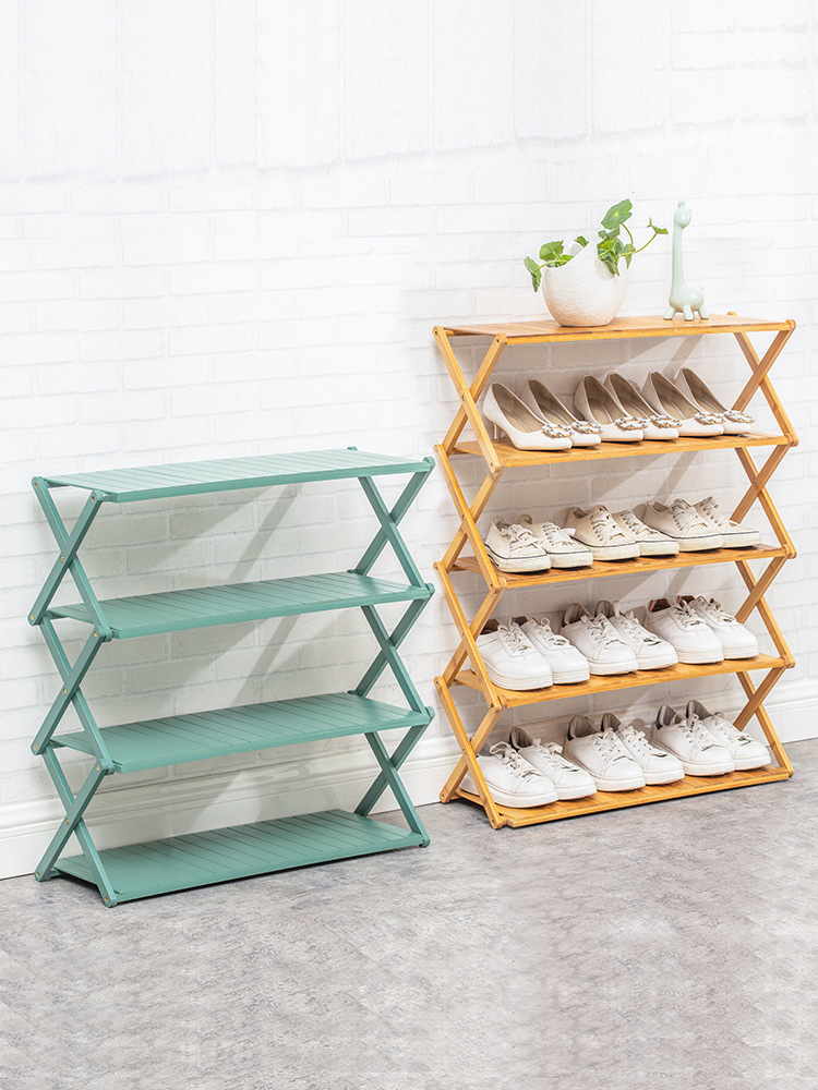 折叠鞋架免安装小窄简易门口多层家用室内好看竹防尘卧室宿舍鞋柜