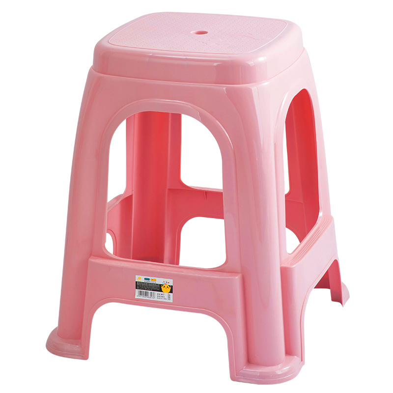 Factory Self-Operated Square Plastic Stool Thickened Household Adult High Stool Large Stall Outdoor Non-Slip Drop-Resistant High Leg Stool