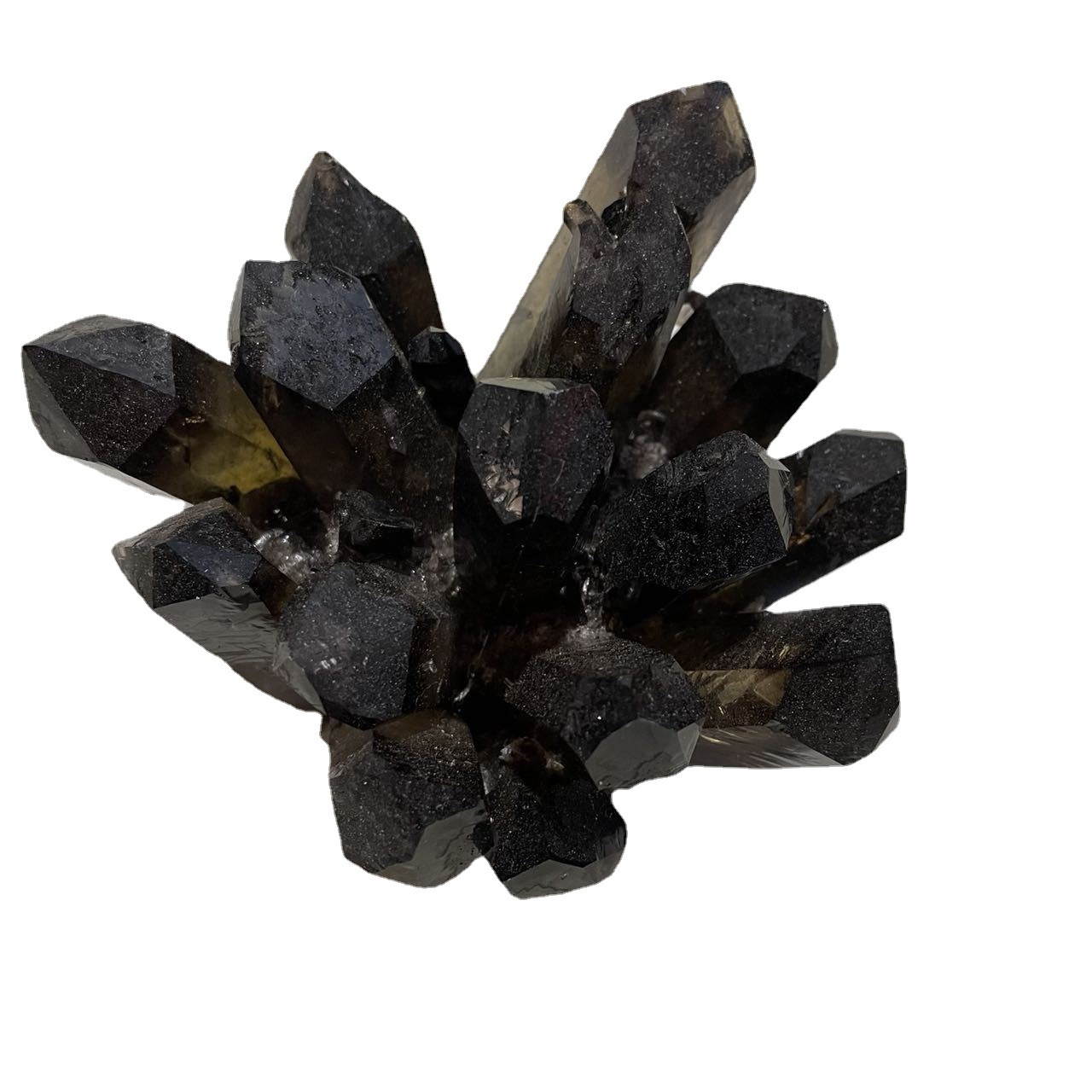 茶水晶簇摆件黑水晶簇摆件矿石标本 家居装饰客厅办公摆件批发