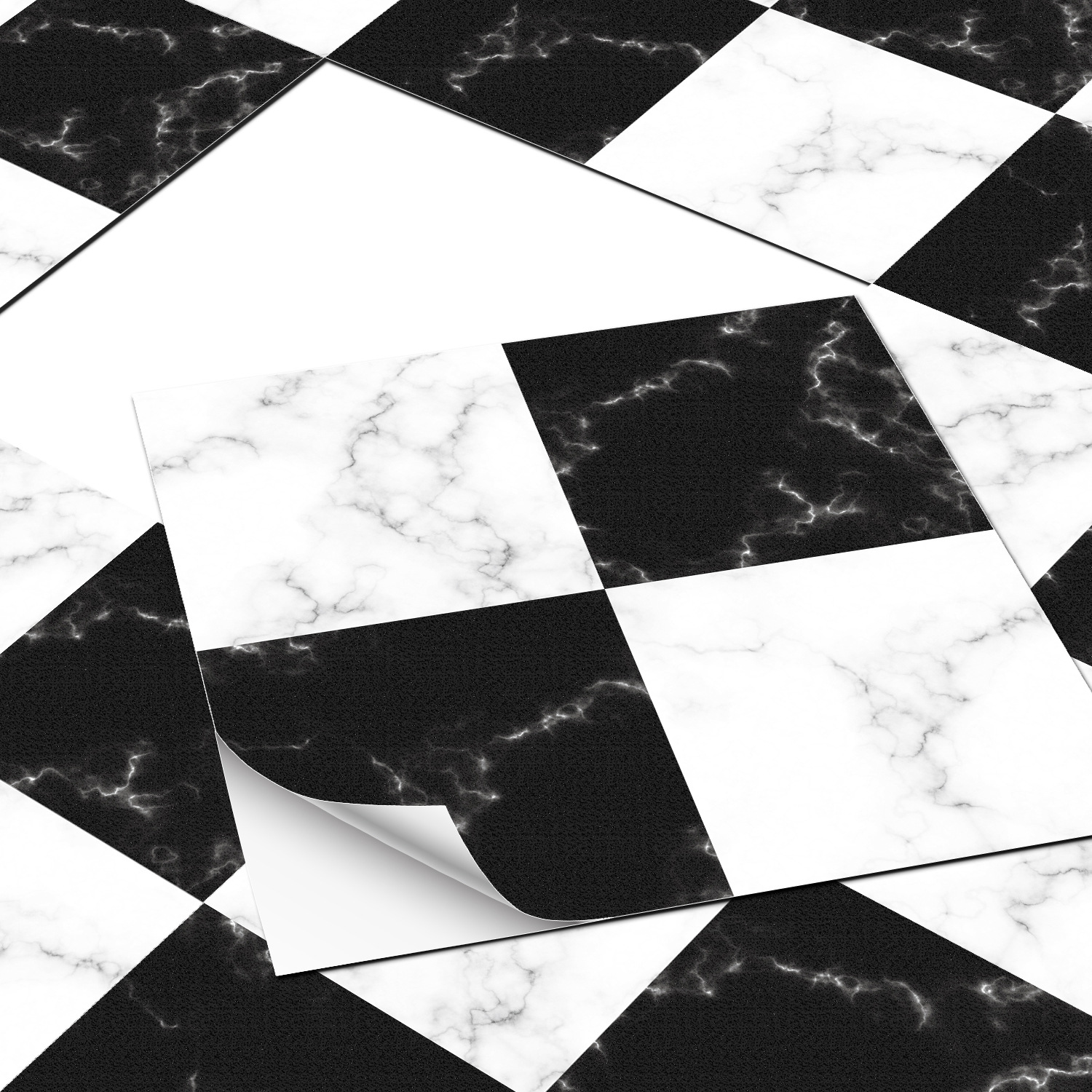 地面翻新装饰贴纸防水经典黑白马赛克瓷砖大理石纹路地板贴厨房