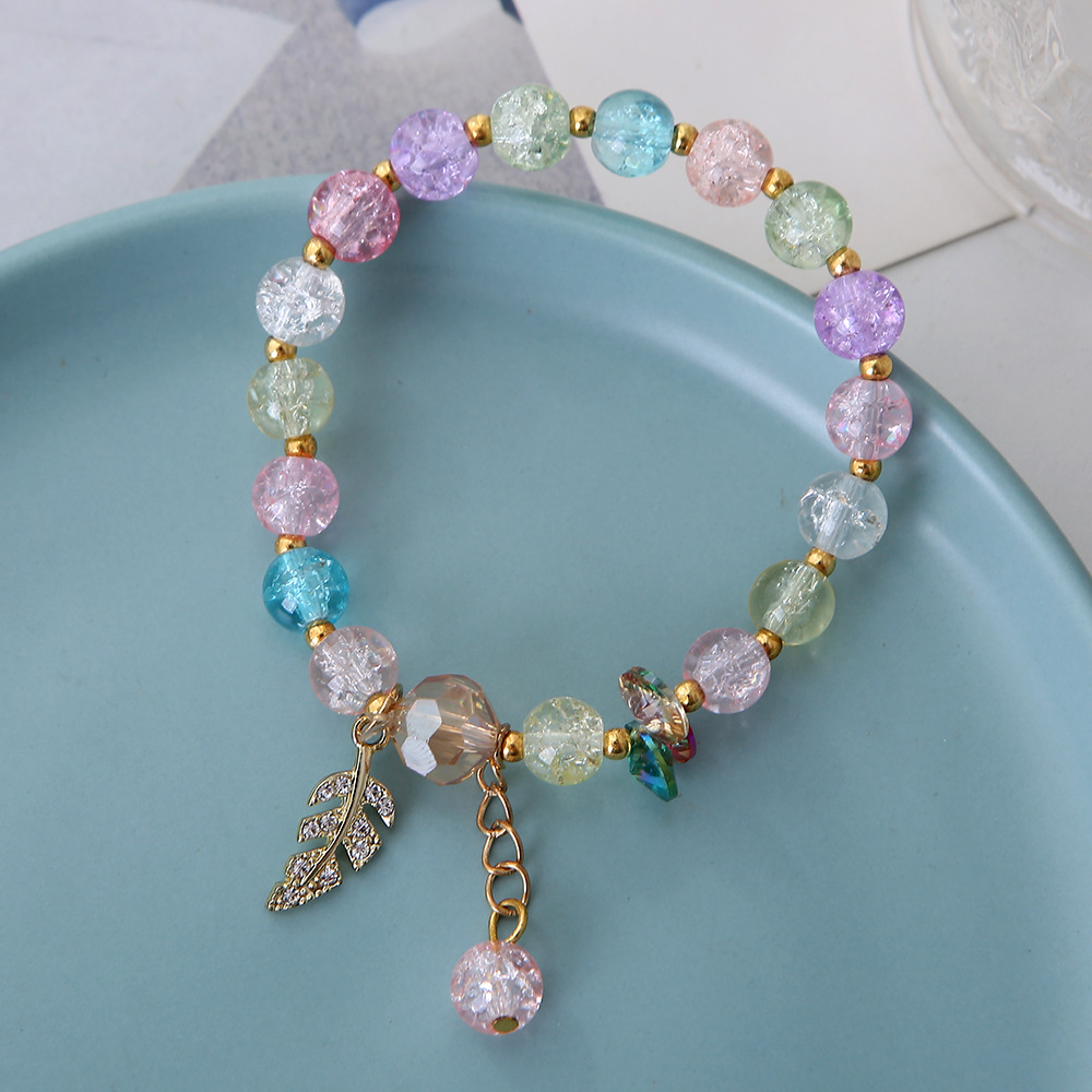 水晶手链女公主玻璃串珠可爱女宝宝手环学生首饰简约手镯卡通饰品