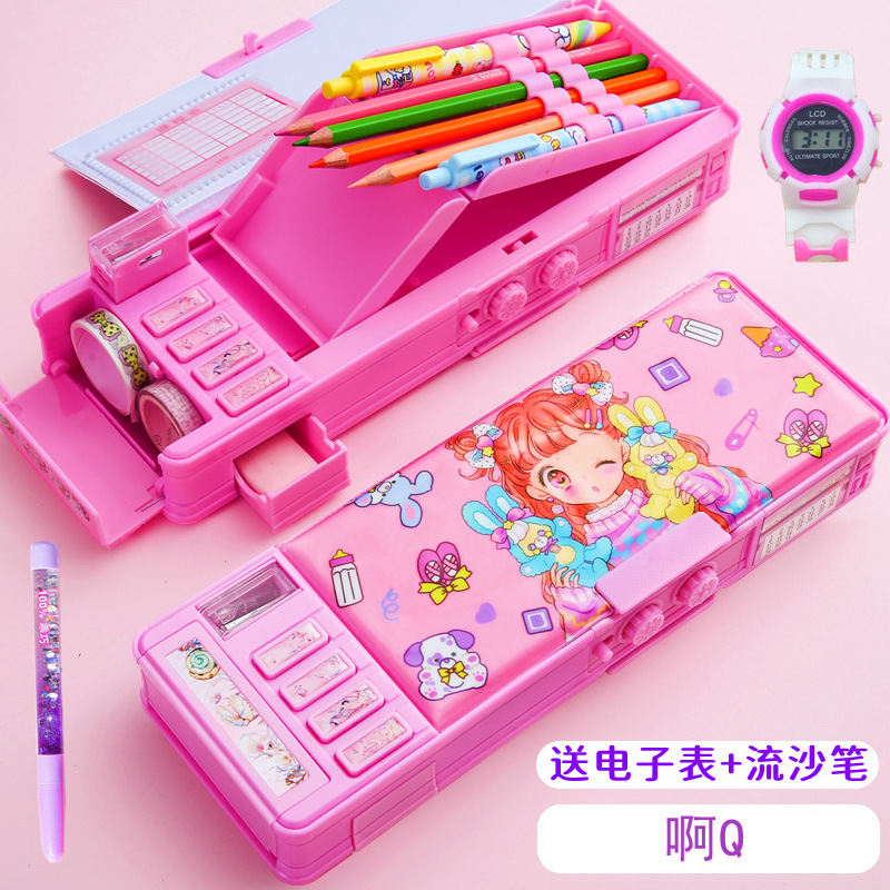 Deformation Password Lock Automatic Multi-Function Girl Pencil Case Children's Stationery Box Pencil Box Primary School Student Large Capacity