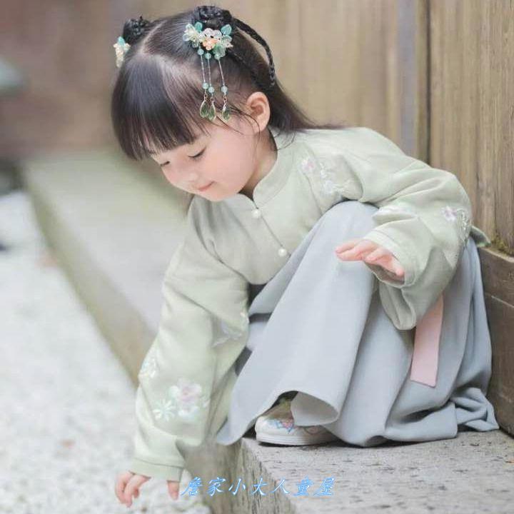 汉服女童唐装儿童风襦裙古装小女孩汉服宝宝套装春秋儒雅套装
