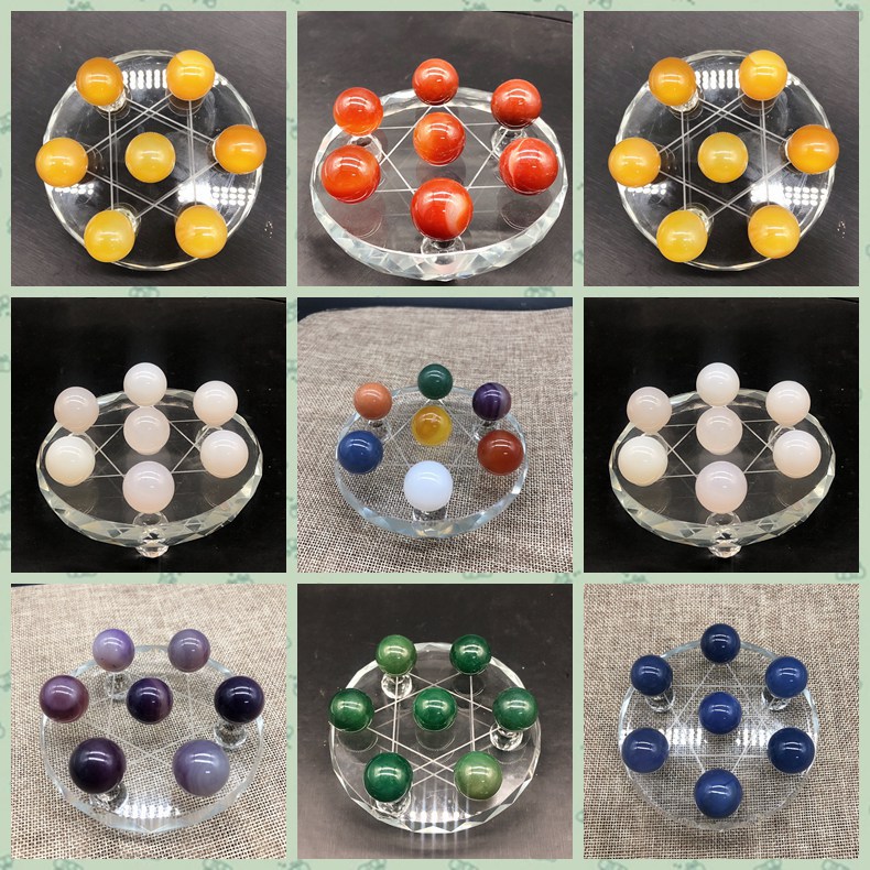 简约风现代2021新品玛瑙七星阵摆件 彩色球体办公室家居装饰摆件