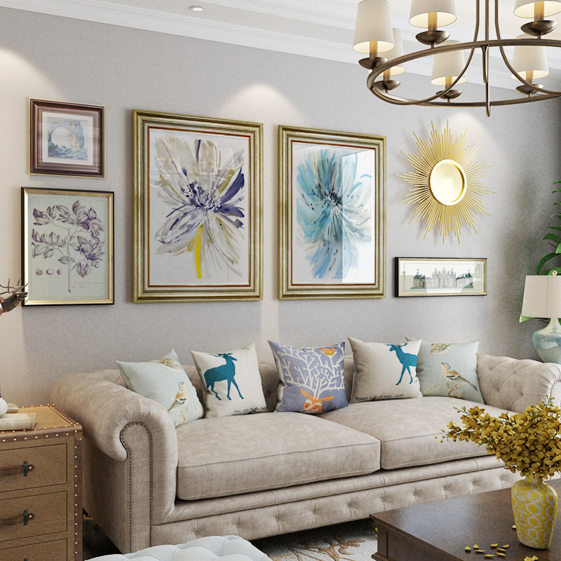 欧式客厅装饰画轻奢简美壁画美式沙发背景墙复古挂画现代简约组合