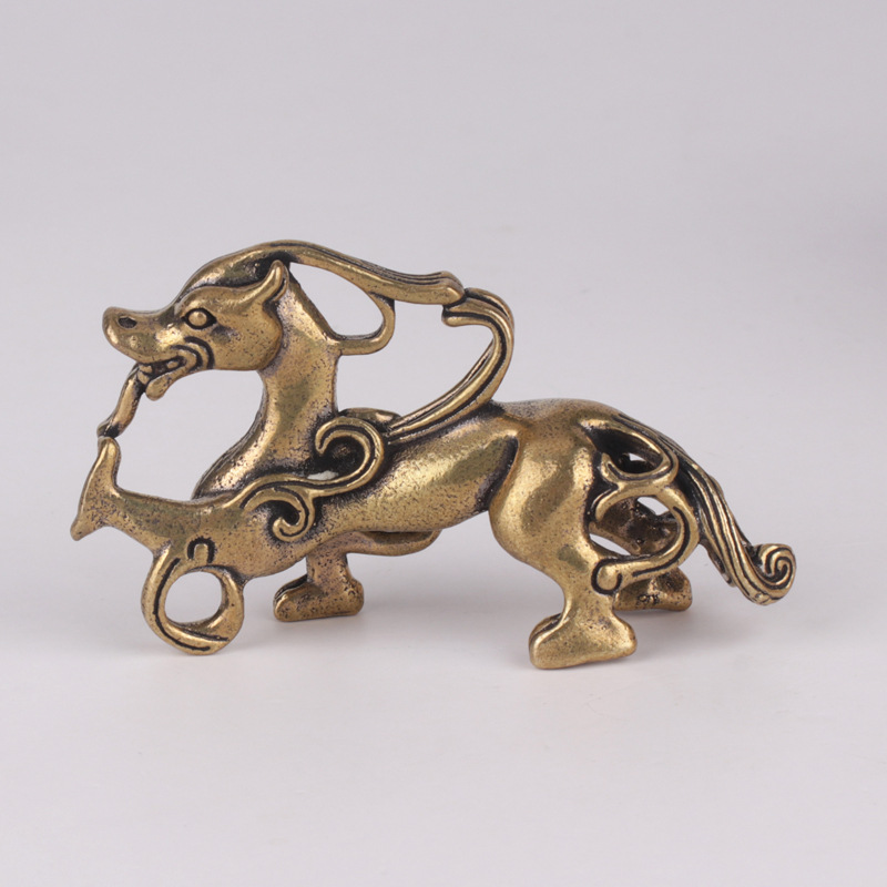 仿古黄铜小貔貅摆件实心铜制桌面镇纸古玩铜器家居茶宠摆设批发