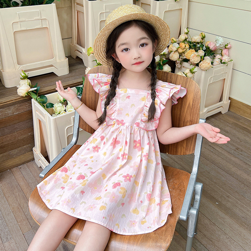 女童连衣裙夏季2024新款小女孩洋气儿童碎花公主裙女宝宝夏装裙子