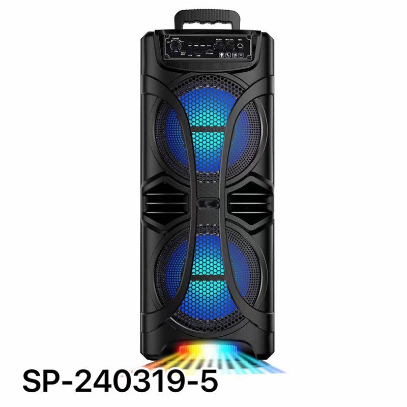 New Creative RGB Double Eight-Inch Home Karaoke Wireless Bluetooth Speaker Outdoor Portable Stage Large Loudspeaker Card