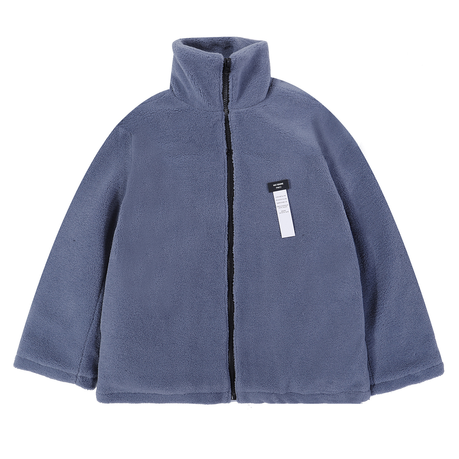 21ss新款we11done保暖胸针标牌羊羔毛摇粒绒皮草高领拉链夹克外套