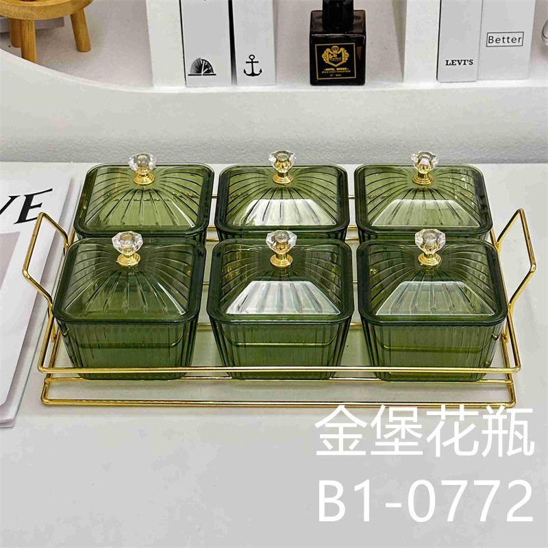 Green Plastic Square Fruit Plate Living Room Coffee Table Storage Box Refreshments Candy Plate Dim Sum Plate Snack Dish Dried Fruit Box