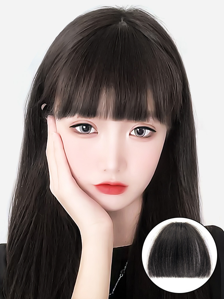 漫画假刘海空气假发片女真发自然齐留海圆脸前额lisa头帘假发