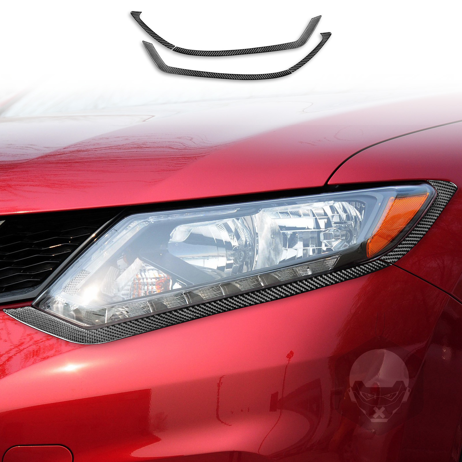 适用于日产14-19款奇骏 碳纤维内饰改装大灯灯眉装饰