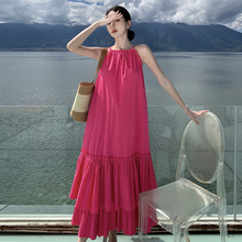 2023夏季新款女装法式设计感纯欲叠层镂空海边沙滩度假连衣裙