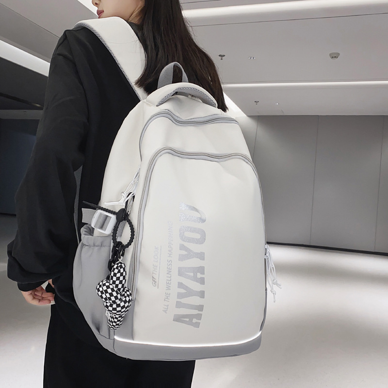 New Trendy Cool Men and Girls Sports and Leisure Backpack Large Capacity Early High School Student Schoolbag Simple College Students' Backpack