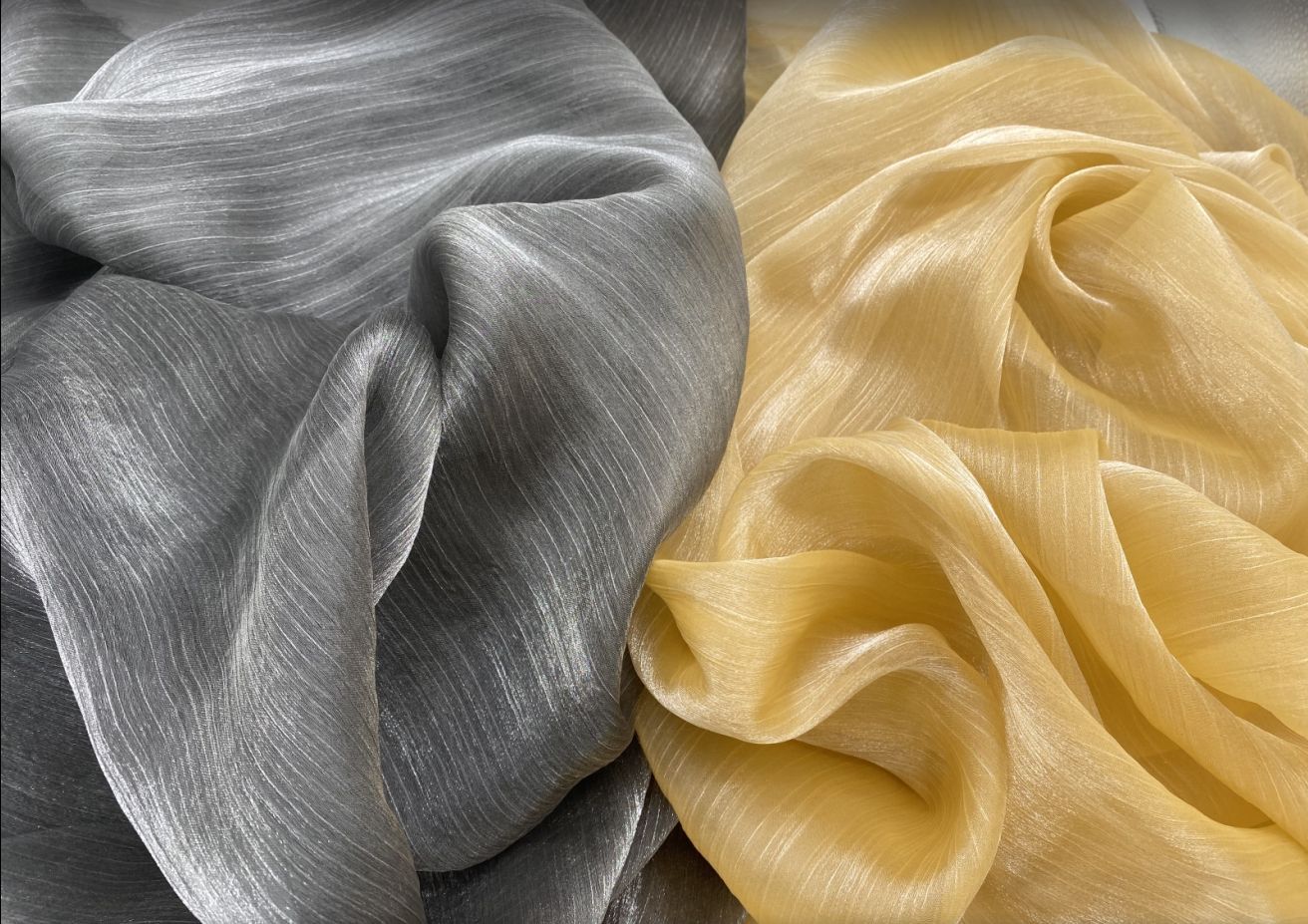 现货闪光绉纱布料冰花阳离子纱亮丝银丝绉软纱汉服大袖衫襦裙面料