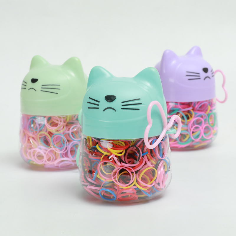 New Cute Cat Disposable Color Strong Pull Constantly Children's Hair Band Thickened Baby Does Not Hurt Hair Small Rubber Band